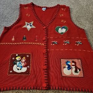 C2❤️🔹️Holiday Editions Vibrant Red Knit Sweater